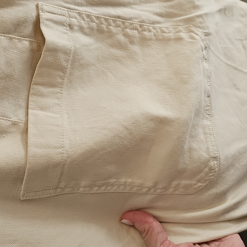 Anthropologie Maeve Cream Colette Linen Crop Pants - Picture 8 of 11